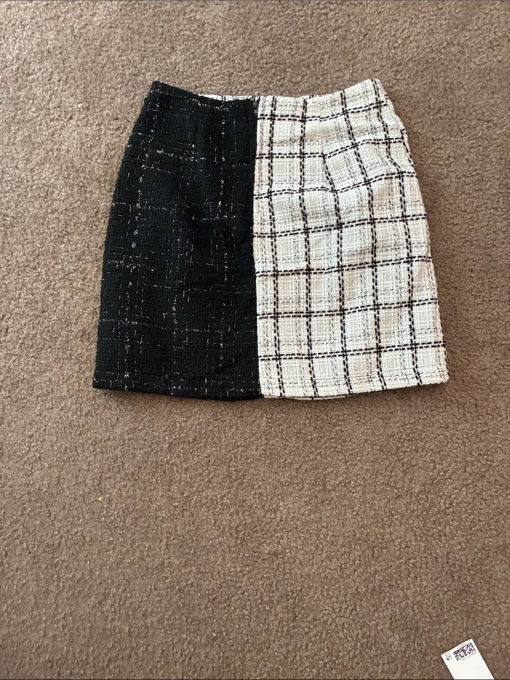 GB girls Black and White Split Tweed Plaid Skirt